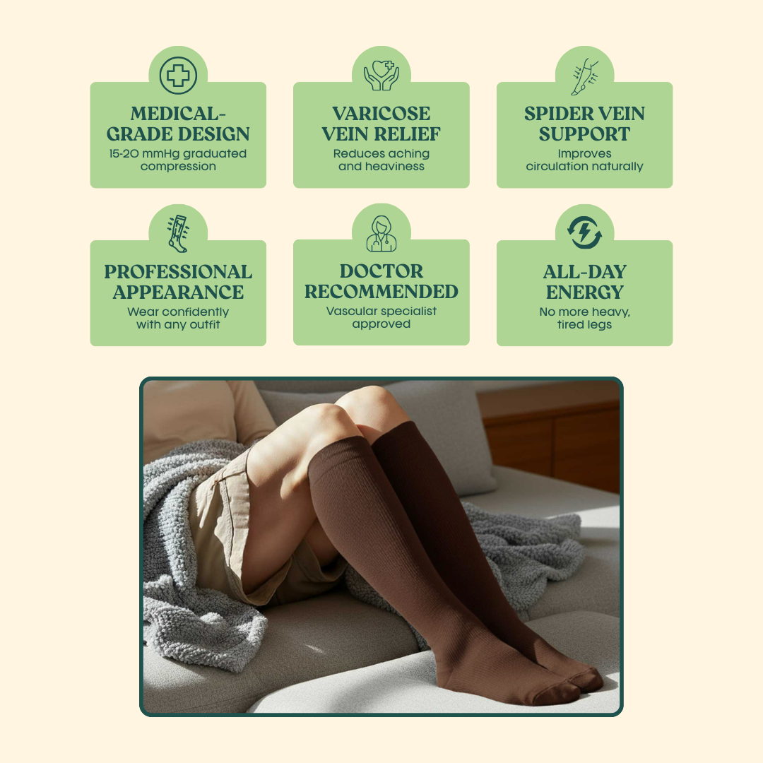 Vitavix Compression Socks - Relief for Varicose Veins, Spider Veins & Leg Swelling